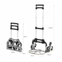 Chariot de transport portable pour le camping en plein air, outil de montée des escaliers, chariot pliable télescopique pour les courses, avec roues en cristal