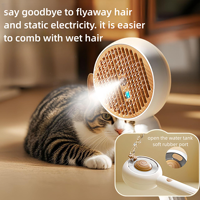 Brosse pulvérisatrice 3-en-1 anti-lumière bleue pour animaux de compagnie, peigne démêlant autonettoyant à une touche, anti-statique, pour éliminer les poils morts, pour chiens et chats, OEM