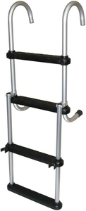 Échelle de bateau ponton pliable et amovible, en aluminium anodisé avec marches en plastique noir. - Product Image 3