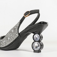 Escarpins slingback à bout pointu en strass argentés scintillants, talon en cristal, pour l'été, grandes tailles, chaussures de soirée et de mariage