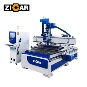 ZICAR plywood mdf panel cutting cnc router 4 axis wood carving machine panel furniture production line with auto loading