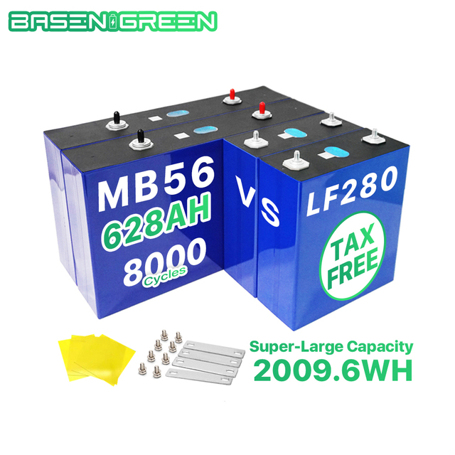 BasenGreen MB56 3.2V Lifepo4 Cell Grade a 628ah Lithium Phosphate Battery 8000+ Cycles DIY 12V 48V Home Energy Storage Battery