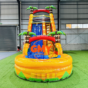 Tobogá<span class=keywords><strong>n</strong></span> inflable tropical alto amarillo de mármol resistente de 22 pies con piscina - Product Image 2