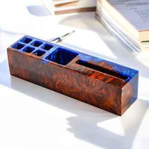 Elevate Office And Study Spaces Using Resin Craft Resin And <b>Wooden</b> <b>Pen</b> Holder With Contemporary Artistic Finish - Product Image 6