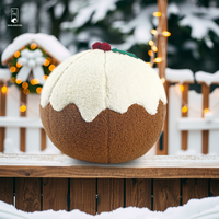 Boule de décoration de crème glacée de Noël 27cm brun et blanc en peluche doux moelleux Festival cadeau coussin oreiller