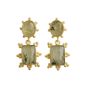 Pendientes de Racimo de Latón Premium, Chapados en Oro, Diseño de Piedra Natural en Bruto, Acabado de Latón Antiguo, Sin Níquel, Duraderos, Exportación al por Mayor - Product Image 1