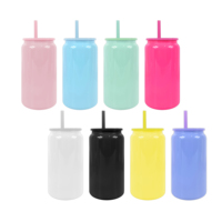 Bouteille d'eau à double paroi en acier inoxydable brillante de 16oz par sublimation pour le voyage en plein air avec paille de couleur et couvercle