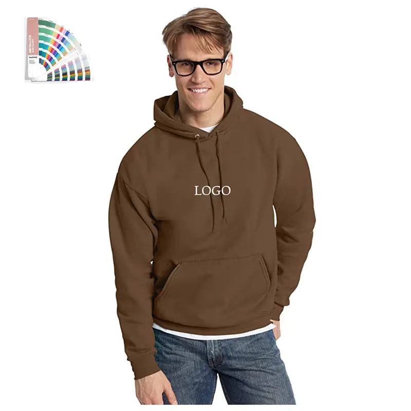 Logo Kustom Hoodie Katun Tebal Polos 100% Hoodie Katun Jalanan Hoodie Berat Hoodie Dewasa Ukuran Besar