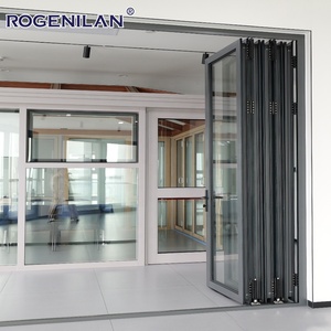 Portes pliantes accordéon en aluminium à double vitrage, fournisseur chinois Rogenilan, portes pliantes extérieures à vitrage Low-E - Product Image 2