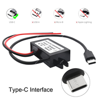 DC-DC 12V/24V à 5V USB C Buck Converter 3A 15W Type-C Adaptateur secteur Buck étanche Compatible avec le téléphone portable Raspberry Pi 4