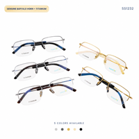 Gafas ópticas Superovo de titanio puro, cuadradas, ligeras, de media montura, con lentes y diseño Gold Buffalo para miopía.