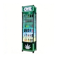 Vitrine d'exposition en verre avec éclairage LED, cadre en aluminium, sur pied, écologique, recyclable, durable, pour magasin de tabac