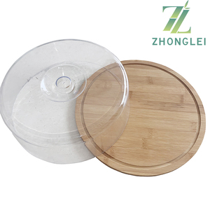 Plateau <span class=keywords><strong>en</strong></span> <span class=keywords><strong>bambou</strong></span> transparent, dôme rond <span class=keywords><strong>en</strong></span> acrylique, <span class=keywords><strong>assiette</strong></span> à gâteau - Product Image 3