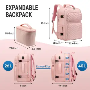 Custom Stylish Flight Extra Large Travel Luggage Backpack With Toiletry Bag Carry On Bag Fits 17.3 Inch Laptop