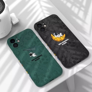 Astronautes Spacewalk Moon Rocket Space Cartoon Liquid Silicone Phone Case Couverture arrière pour iPhone 11 12 13 14 15 Pro Max - Product Image 2