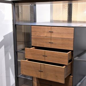 Thương Hiệu Sang Trọng Đơn Lập Tủ Lưu Trữ LED Ánh Sáng Nhôm Kệ Tủ Với Gỗ Ngăn Kéo Hiển Thị Trường Hợp Phòng Khách Sạn - Product Image 2