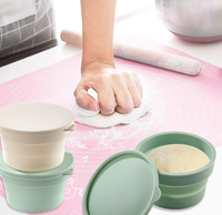 Récipients ronds empilables pour bol d'épreuvage de pâte à pizza avec couvercles Boîte d'épreuvage pliable en silicone pour démarreur de levain