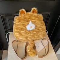Mode peluche sac à main gris réutilisable sac à bandoulière mignon chat sac avec motifs sac fourre-tout pour fille