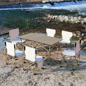 Juego de Mesa <span class=keywords><strong>y</strong></span> Sillas Plegables Portátiles de Aluminio Ligero para Exteriores, Jardín, Hotel, Parque, <span class=keywords><strong>Camping</strong></span> <span class=keywords><strong>y</strong></span> Picnic Moderno - Product Image 3