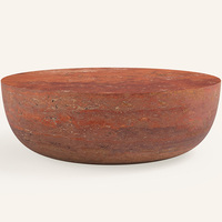 Table basse ronde en marbre travertin naturel de luxe Kumusi, mobilier moderne pour la maison, table centrale