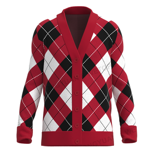 Pull en mohair pour homme, cardigan à motif jacquard duveteux, manteau tricoté personnalisé avec logo, vêtements en tricot chauds et décontractés pour l'hiver - Product Image 1