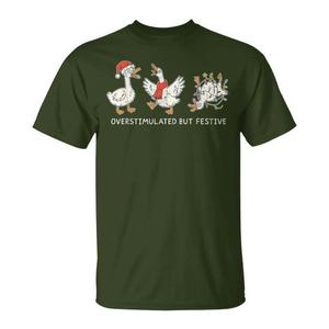 Camiseta Navideña con Estampado de Ganso Festivo, para Adultos, Unisex, Manga Corta, Cuello Redondo, Impresión Digital, Promocional - Product Image 1
