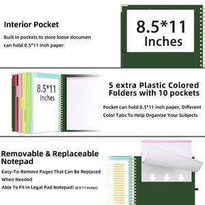 Myway 2026 Xoắn Ốc Clipboard Folio Với Notepad 5-Tab Đầy Màu Sắc Ngăn PVC/Vải Bìa Vàng <span class=keywords><strong>Clip</strong></span> Thiết Kế Cho Công Việc - Product Image 2