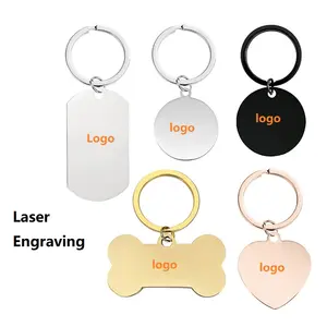 Puppy Dog Name Tag Stainless Steel Laser Sublimation Engraving Blank Metal Tag Keychain Customize Logo Sublimation Dog ID Collar