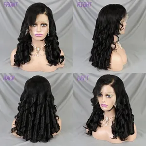 Letsfly 300% Density 13x4 Egg Roll Wave Full Lace Front Wig Raw 18inch Brazilian Loose Wave Human Hair Wigs