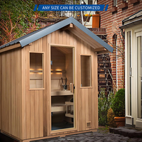 Sauna de Madera para Exteriores con Techo a Dos Aguas, con Potencia Ajustable y Voltaje Amplio, Sauna Exterior Personalizada con Estructura en A