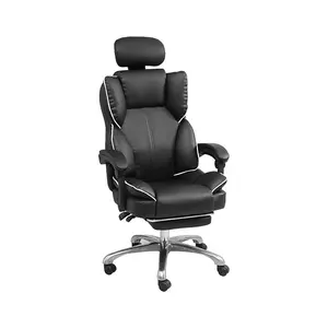 Sedia da ufficio per massaggi nera con 7 vibrazioni sedia da ufficio direzionale in pelle di lusso sedia girevole per PC reclinabile cina