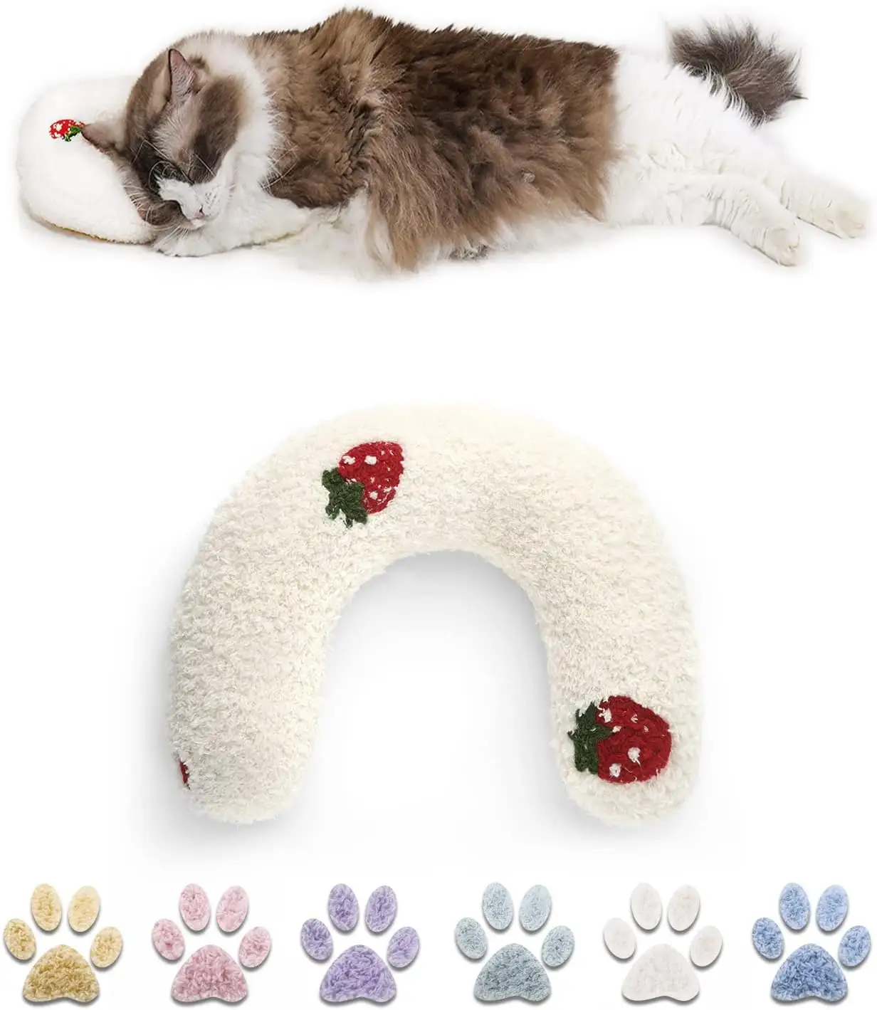 Oreiller de lit pour chat d'intérieur mignon lapin personnalisé en peluche oreillers de cou pour animal de compagnie pour couverture et transporteur blanc