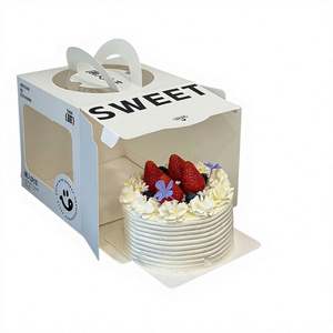 Caja de Embalaje Personalizable para Pastel de Cumpleaños, de Cartón Grueso de Grado Alimenticio, con Ventana, Portátil, Cuadrada, de 4 Pulgadas - Product Image 1