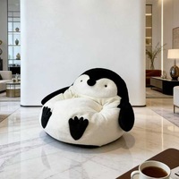 Fauteuil paresseux individuel en peluche pingouin de dessin animé mignon pour enfants, idéal pour les magasins de bébés, les maternelles et les salons de lecture