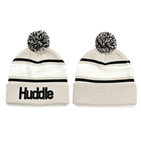 Bonnet tricoté personnalisé avec logo brodé, bordure en maille, pompon, chaud, pour homme et femme