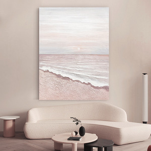 Pintura al óleo pintada a mano, cuadro rectangular impresionista con escena de playa, arte en lienzo para sala de estar, sofá, decoración de pared de fondo - Product Image 2