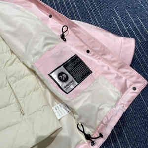 Manteau parka femme avec logo personnalisé, rose, strass scintillants, 3 en 1, coupe-vent, doudoune femme - Product Image 4
