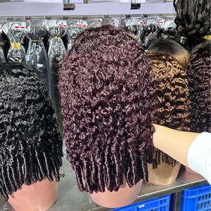 Perruque frontale 13*4 en <span class=keywords><strong>cheveux</strong></span> humains naturels <span class=keywords><strong>bouclés</strong></span> birmans, tissée à la main, double épaisseur, 20 pouces - Product Image 2