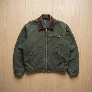 Veste en toile de coton épaisse de haute qualité avec logo personnalisé, style vintage Detroit, effet délavé et usé pour hommes - Product Image 1