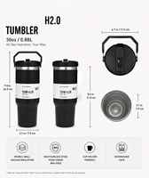 Gobelet isotherme en acier inoxydable à paroi épaisse personnalisé de 870 ml (30 oz), adapté à une utilisation en extérieur et portable pour les voitures