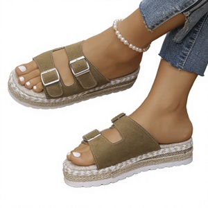 Foreign Trade Leisure Fashion <b>Large</b> Size Thick Bottom Summer Women's Outer Wear Belt Buckle Open Toe <b>Slides</b> PU Upper PVC Outsole - Product Image 2