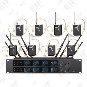 8 Channel UHF <b>Wireless</b> <b>Microphone</b> <b>System</b> Dynamic Handheld Headset Lapel Conference Mic Set for Stage Church Karaoke - Product Image 6