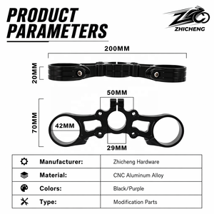 Zhicheng ZC-HR-004 CNC Collier de <span class=keywords><strong>fourche</strong></span> supérieur universel pour <span class=keywords><strong>moto</strong></span>, anodisé, en alliage d'aluminium, 200 mm, personnalisé - Product Image 3