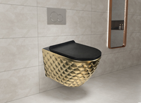 SDAYI 2024 nouveau Design de luxe populaire diamant bol en céramique salle de bain WC sans rebord mural suspendu suspendu noir mat doré toilette
