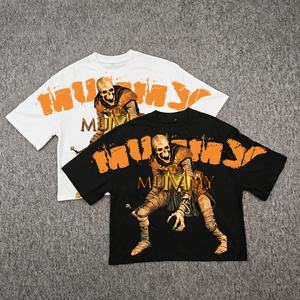 Camiseta cuadrada con serigrafía y estampado de hojaldre, camiseta recortada lavada personalizada para hombre, camisetas de talla grande Boxy Fit para hombre - Product Image 5