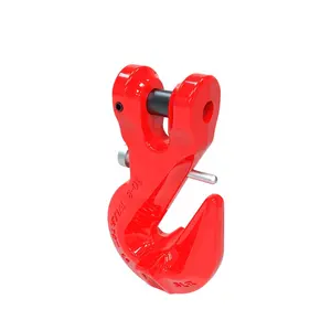 Hook With Chain Hot Sell G80 Forged Alloy Steel Clevis Chain Grab Hook With Safety Pin For Lifting Rigging Chain Hook