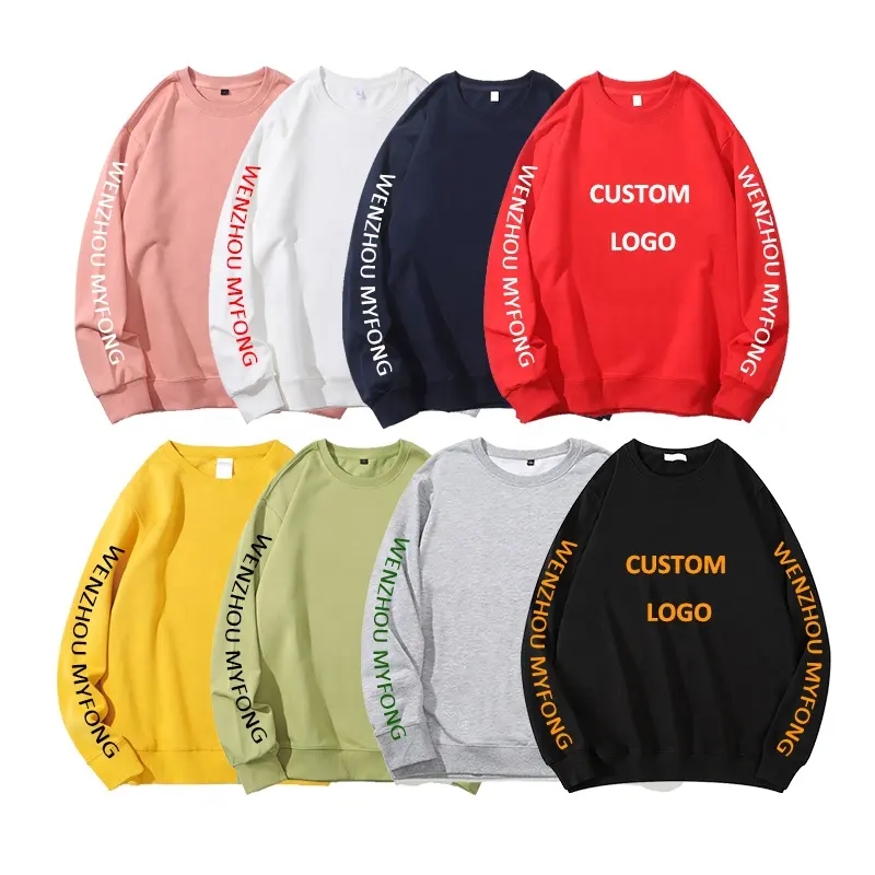 Wholesale Custom Logo Printing Embroidery Unisex 100% Cotton Long-sleeve Men's Sweat