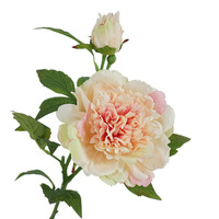 Kualitas tinggi lateks besar 2 kepala buatan Peony sentuhan nyata Faux putih-merah muda bunga Peony untuk pernikahan Thanksgiving Paskah