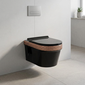 Art Moderne Imprimé Noir Couleur Rustique Rétro Sans Monture Penderie à Eau Taille Standard Bon Prix Commode de Toilette en Céramique EWC - Product Image 2