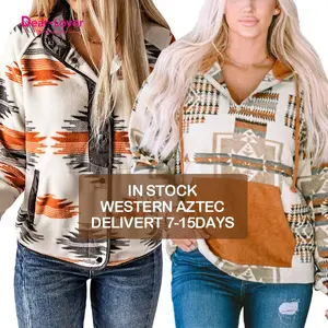 Lieve Geliefde Populaire Verkoop Dames Herfst Winter 2023 Mode Western Aztec Pullover Snap Pocket Dames Hoodies